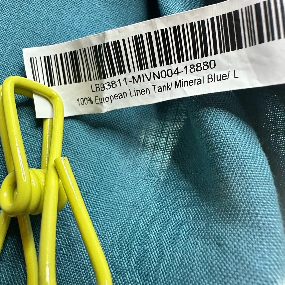 Quince Women 100% European Linen Sleeveless Spring Tank Top Teal Lg Mineral Blue - Picture 6 of 14